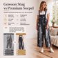 Losvallende denim tuinbroek voor dames met bloemenprint