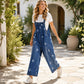 Losvallende denim tuinbroek voor dames met bloemenprint