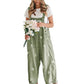 Losvallende denim tuinbroek voor dames met bloemenprint