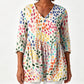 T-shirt voor dames met losse digitale print, ronde hals, korte mouwen en casual top