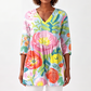 T-shirt voor dames met losse digitale print, ronde hals, korte mouwen en casual top