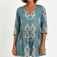 T-shirt voor dames met losse digitale print, ronde hals, korte mouwen en casual top
