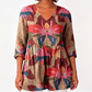 T-shirt voor dames met losse digitale print, ronde hals, korte mouwen en casual top