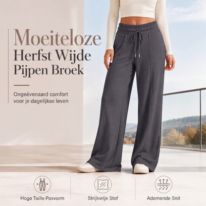Casual wijde pijpen damesbroek met trekkoord en elastische taille