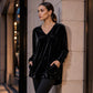 Fluwelen damesblouse met V-hals en lange mouwen