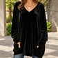 Fluwelen damesblouse met V-hals en lange mouwen