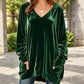 Fluwelen damesblouse met V-hals en lange mouwen