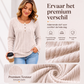 Geribbelde gebreide lange mouw Henley-top voor dames