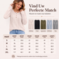 Geribbelde gebreide lange mouw Henley-top voor dames