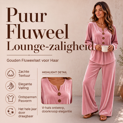 Dames vrijetijdsfluweel 2-delige loungewear set