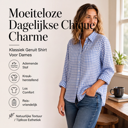 Geruit overhemd met lange mouwen en knopen voor dames