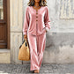 Dames vrijetijdsfluweel 2-delige loungewear set