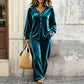 Dames vrijetijdsfluweel 2-delige loungewear set