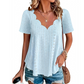 Ademend jacquard-shirt met V-hals