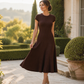 Elegante geribbelde gebreide jurk voor dames, met geborstelde stof
