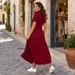 Casual effen maxi-jurk met rits voor dames