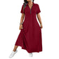 Casual effen maxi-jurk met rits voor dames