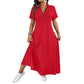 Casual effen maxi-jurk met rits voor dames