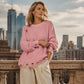 Oversized trui met ronde hals en distressed-look voor dames