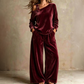 🔥 Nieuw Binnen – Nu 50% KORTING! 👗 Dames Off-Shoulder Top & Wijde Broek Set ✨ elegante uitstraling, comfortabele pasvorm & trendy complete look