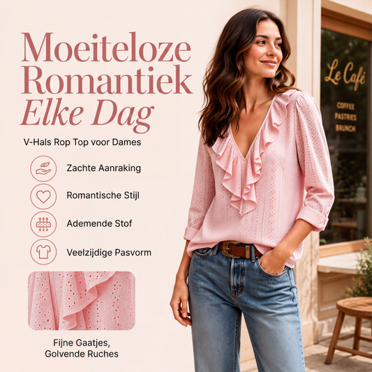 Elegante damesblouse met V-hals en ruches