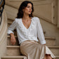 Elegante damesblouse met V-hals en ruches