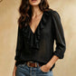 Elegante damesblouse met V-hals en ruches