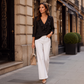 Elegante damesblouse met V-hals en ruches