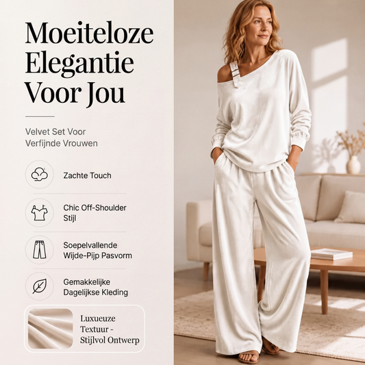 Off-shoulder top en wijde broek set voor dames