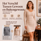 Chique V-hals geribbelde gebreide jurk voor dames