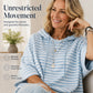 Casual gestreepte hoodie met capuchon voor dames, los model, 3/4-mouwen