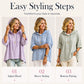 Casual gestreepte hoodie met capuchon voor dames, los model, 3/4-mouwen