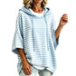 Casual gestreepte hoodie met capuchon voor dames, los model, 3/4-mouwen