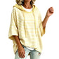 Casual gestreepte hoodie met capuchon voor dames, los model, 3/4-mouwen