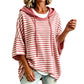 Casual gestreepte hoodie met capuchon voor dames, los model, 3/4-mouwen
