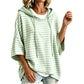 Casual gestreepte hoodie met capuchon voor dames, los model, 3/4-mouwen