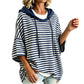 Casual gestreepte hoodie met capuchon voor dames, los model, 3/4-mouwen