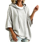 Casual gestreepte hoodie met capuchon voor dames, los model, 3/4-mouwen