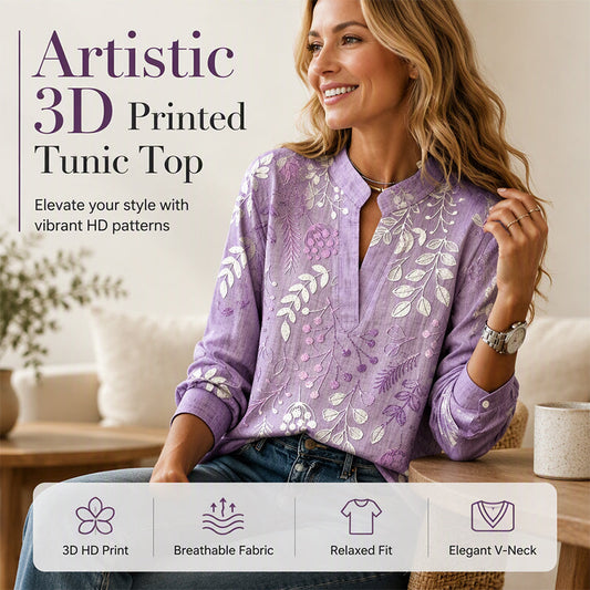 Casual dames-trui met print, V-hals en lange mouwen