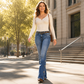 👖Dames hoge taille distressed flare jeans