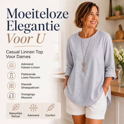 Casueel gestreept dames shirt met lange mouwen