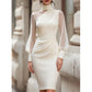 Bodycon-jurk van mesh met col voor dames