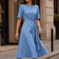 Elegante midi-jurk voor dames met verstelbare strik in de taille