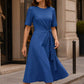 Elegante midi-jurk voor dames met verstelbare strik in de taille
