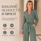 Jumpsuit met lange mouwen, V-hals en ceintuur voor dames