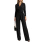 Jumpsuit met lange mouwen, V-hals en ceintuur voor dames