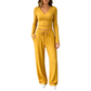 Dames set met V-hals lange mouwen top en wijde pijpen broek