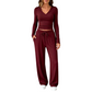 Dames set met V-hals lange mouwen top en wijde pijpen broek