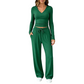 Dames set met V-hals lange mouwen top en wijde pijpen broek