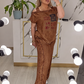 Off-shoulder top en wijde pijpenbroek voor dames